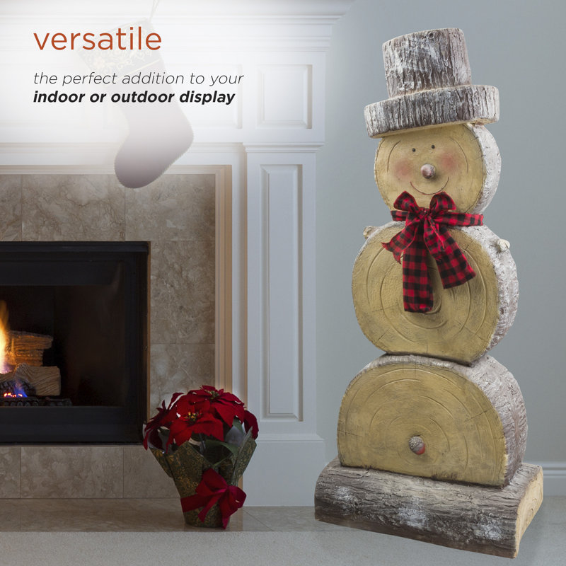 The Holiday Aisle® Wooden Snowman Statue & Reviews Wayfair Canada